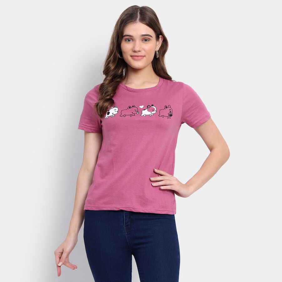 Ladies' Cotton T-Shirt, Purple, large image number null